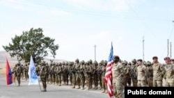 Ermənistan və ABŞ hərbçiləri Yerevan yaxınlığındakı Zar təlim mərkəzində, 11 sentyabr, 2023-cü ilArmenia - U.S. and Armenian troops start a joint exercise at the Zar training ground near Yerevan, September 11, 2023.