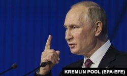 Президент России Владимир Путин во время выступления на ежегодном заседании дискуссионного клуба «Валдай». Москва, 27 октября 2022 года