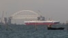 Crimea, Kerch - A view of the newly installed railroad arch of Kerch Strait Bridge, 22Sep2017