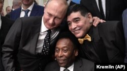 Putin, Pele, Maradona 2017-ci ildə Moskvada