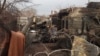 Kazakhstan - A burnt house in the village of Zhezkazgan in Karaganda region