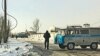 Kazakhstan - A police car near the restaurant, where was a fight with the murder of a 23-year-old man. Karaganda, 08Jan2019.