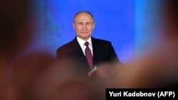 Владимир Путин выступает с посланием к Федеральному собранию, 1 марта 2018 года